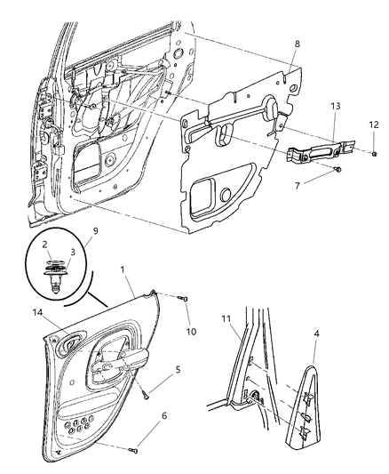 2022 Dodge Durango Water Dam Rear Door Diagram for 5152062AB