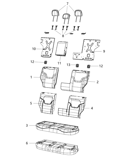 2004 Chrysler PT Cruiser Cover Rear Seat Back Diagram for 7CD53LXHAA