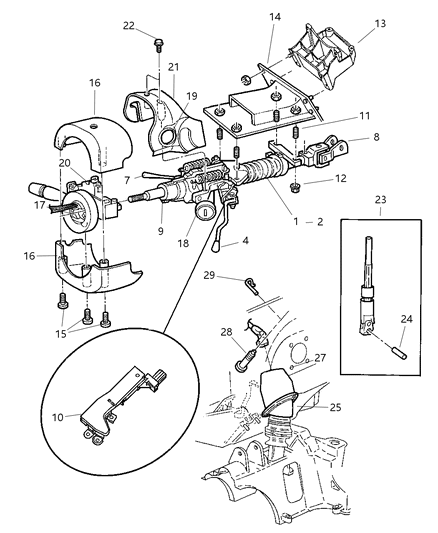 2003 Dodge Grand Caravan Bracket Steering Column Diagram for 4860376AA