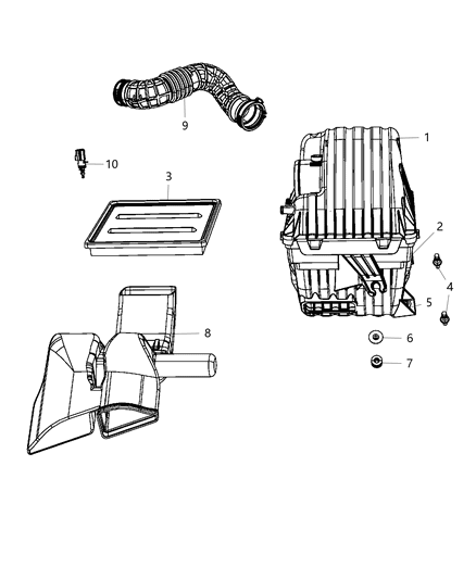 Cover Air Cleaner Diagram for 68022256AA