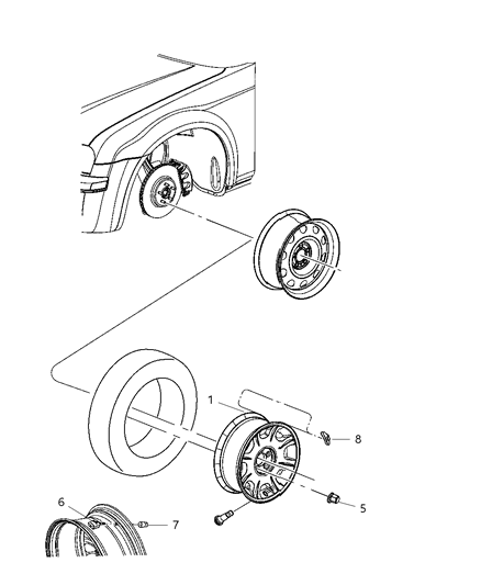 1990 Dodge B150 Wheel Steel Diagram for 4782466AC