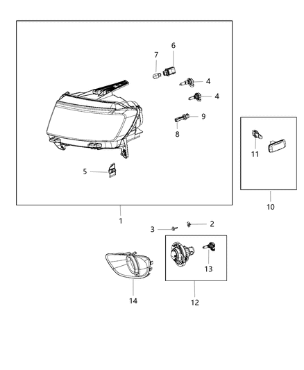 2009 Jeep Grand Cherokee Bezel Fog Lamp Diagram for 68303486AA