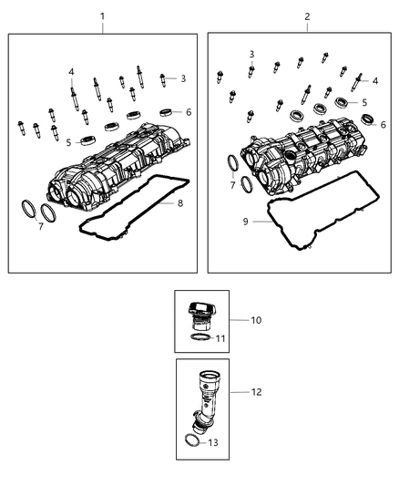 2013 Jeep Wrangler Cover Cylinder Head Right Diagram for 5184068AK
