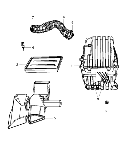 Hose Clean Air Diagram for 4891892AA
