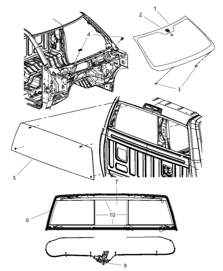 2003 Chrysler Concorde Channel Sliding Backlite Diagram for 68080080AA