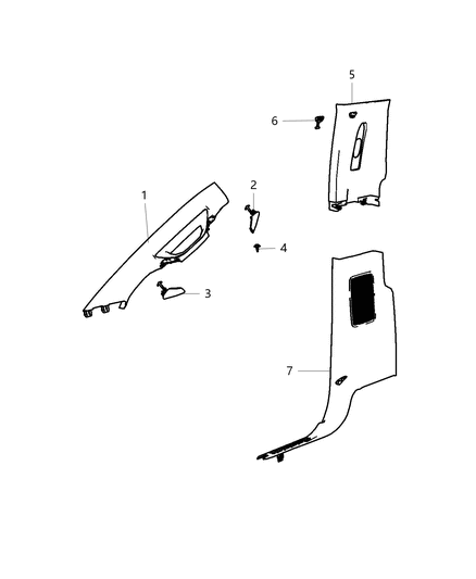 Panel B Pillar Lower Trim Diagram for 1DX53TX7AB