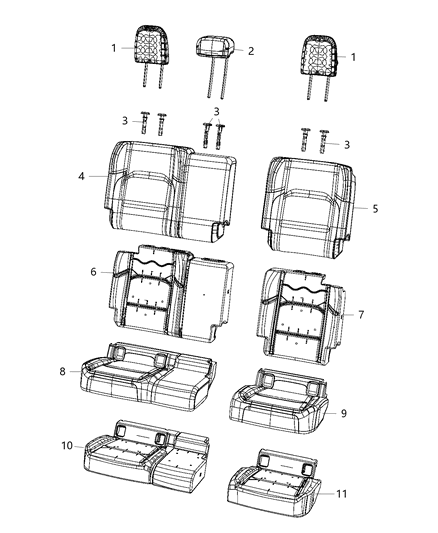 2009 Jeep Commander Cover Rear Seat Cushion Left Diagram for 6YS13STTAA