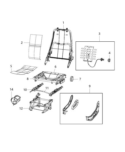 2020 Ram ProMaster 3500 Knob Seat Recliner Diagram for 5SF70JXWAA