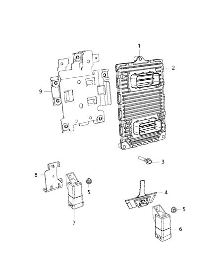 Bracket Engine Control Module Diagram for 68251949AB
