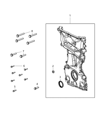 2002 Chrysler Sebring Cover Timing Case Diagram for 5047539AF