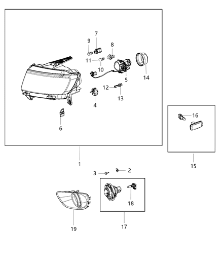 Bezel Fog Lamp Diagram for 68213205AA
