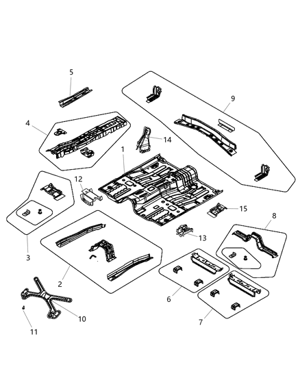 2020 Dodge Journey Reinforcement Floor Pan Diagram for 5076420AA
