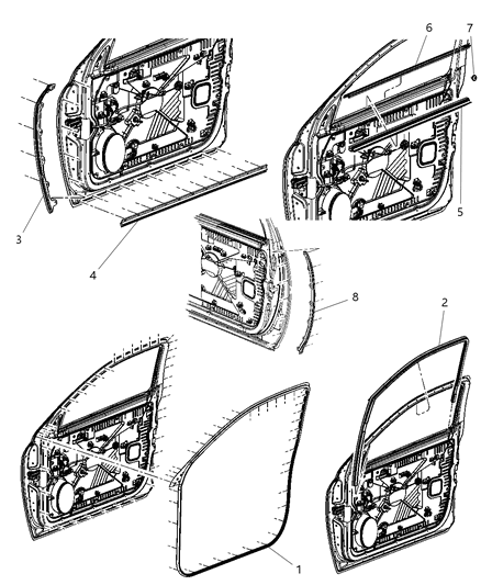 2008 Jeep Liberty Weatherstrip Front Door Belt Outer Diagram for 68245331AC