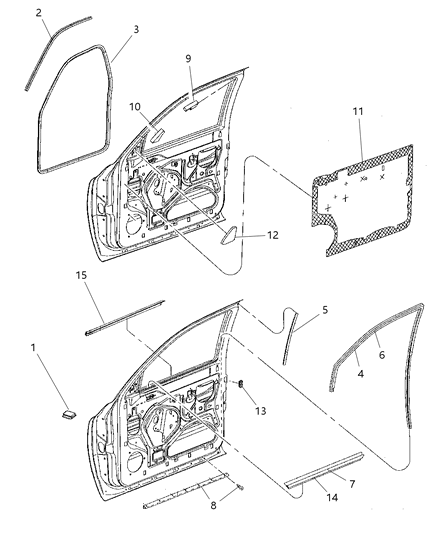 Seal Glass Running Outer Belt Diagram for 55256708AE