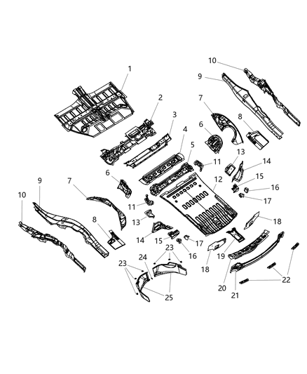 Reinforcement Shock Mounting Bracket Diagram for 68039035AA