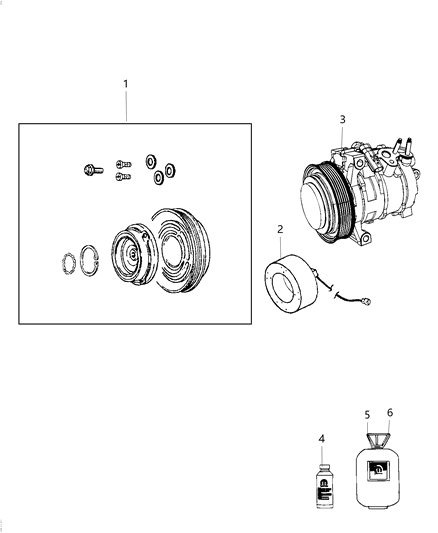 1994 Dodge Shadow Clutch Overhaul Kit A/C Compressor: Snap Rings, etc. Diagram for 68405124AA