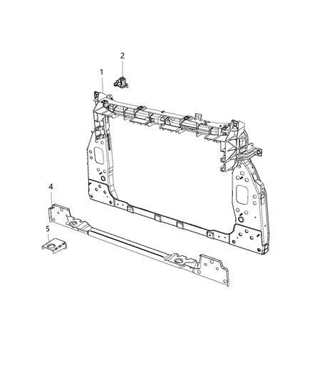 Panel Radiator Closure Impact Sensor Bracket (#2) Diagram for 68256097AA