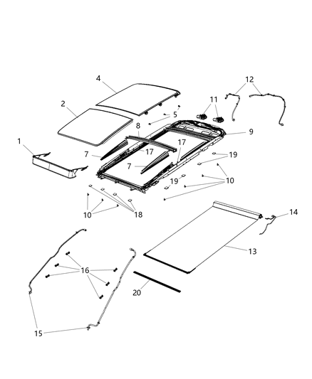 Bar Sunshade Tension Diagram for 68194952AA