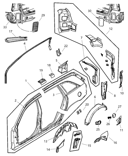 Panel Bodyside Aperture Rear Diagram for 5093832AA