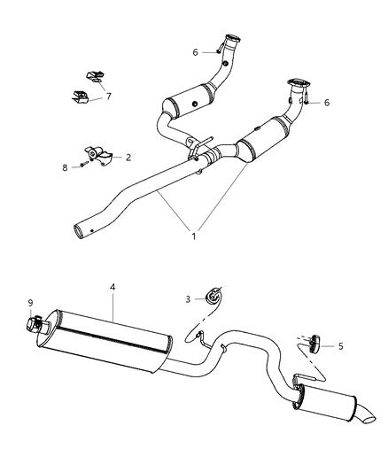 2013 Ram 2500 Muffler And Tailpipe Exhaust Diagram for 52125078AE