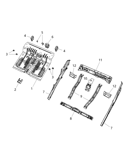 1992 Dodge Ram 50 Rocker Reinforcement, Passenger Side Diagram for 68342036AB