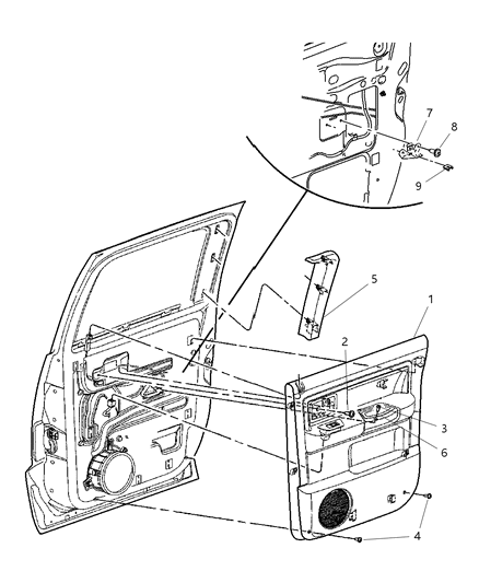 2007 Dodge Dakota Bracket Door Trim Panel Diagram for 55351296AA