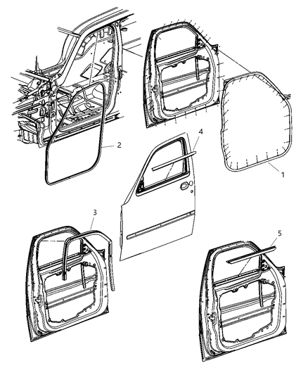 1985 Dodge Aries Weatherstrip Front Door Body Mounted Diagram for 55113020AB