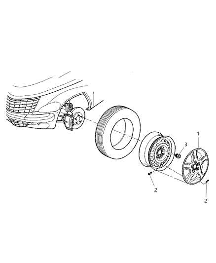 2006 Chrysler PT Cruiser Cover Wheel Diagram for 5272360AA