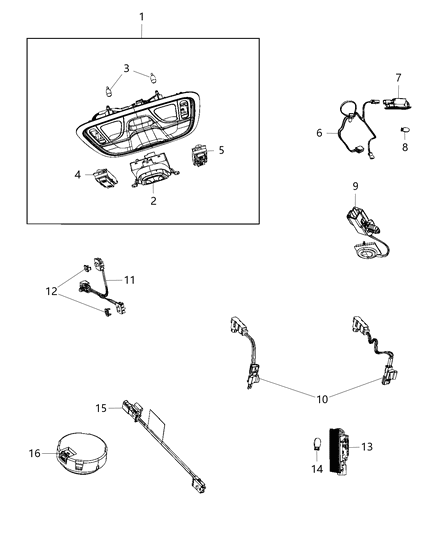 Lamp Map Pocket LED Right Front Diagram for 68183707AA