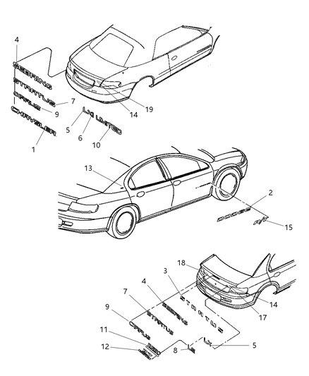 Nameplate Front Door Diagram for 4805292AA