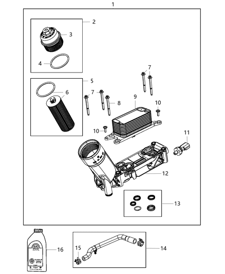 2021 Jeep Wrangler Hose Engine Oil Cooler Return Includes Clamps Diagram for 68273503AC