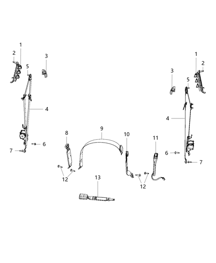 2003 Dodge Sprinter 3500 Seat Belt Front Outer Diagram for 5KS861DVAC