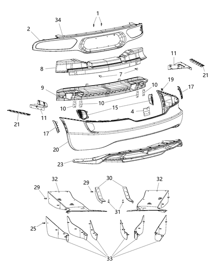 Extension Kit Rear Diffuser Diagram for 68252752AA