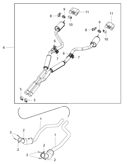 Muffler And Resonator Exhaust Diagram for 68453193AB