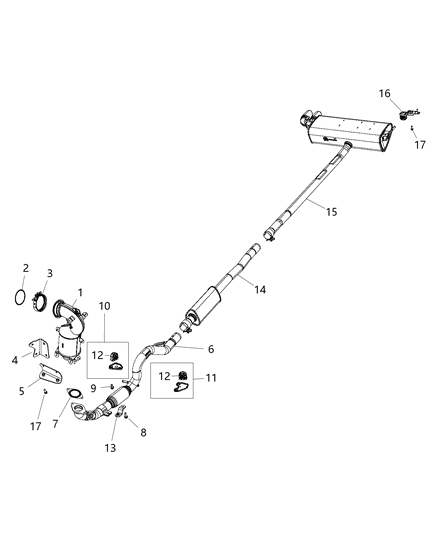 2008 Jeep Commander Bracket And Isolator Exhaust Diagram for 68317997AB