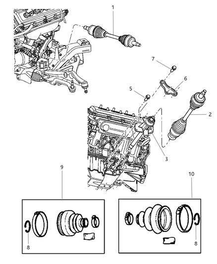 1993 Dodge B250 Shaft Intermediate with Axle Disconnect Actuator & Solenoid Diagram for 68052285AA