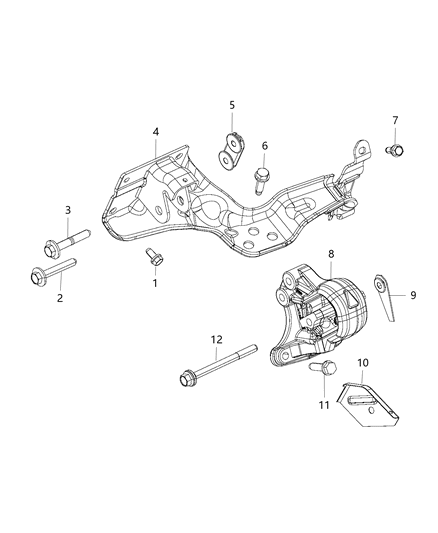 Bracket Engine Mount Left Side Diagram for 68321777AE
