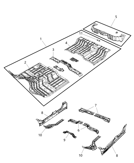 1990 Dodge Spirit Pan Front Floor Diagram for 68269461AA
