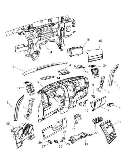 Bezel Instrument Panel Right Diagram for 1DZ281J8AA