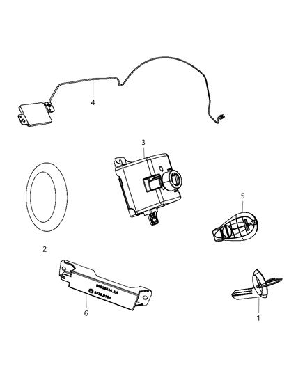 Transmitter Integrated Key Fob Diagram for 56046730AB