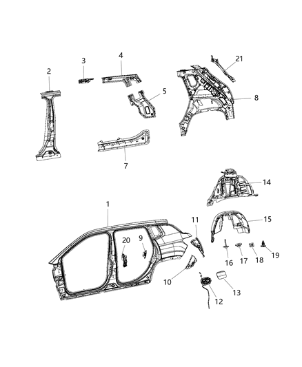 Inner Panel Assembly, Rear Passenger Side Diagram for 68408648AB
