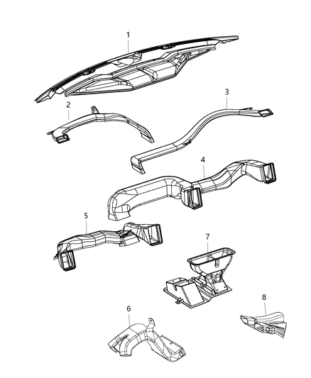 Duct Floor Right Lower Diagram for 68148966AA
