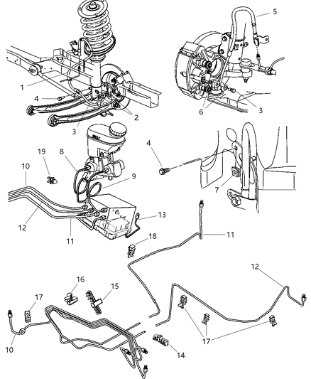 1984 Dodge Aries Clip Fuel Tube Dash 4-Tube Diagram for 5278182AB