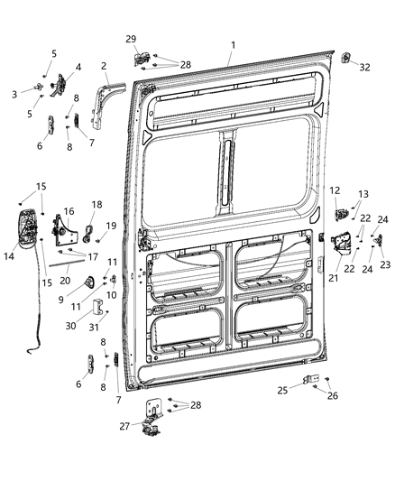 Nut Hexagon Flange Regulator To Door Diagram for 6106608AA