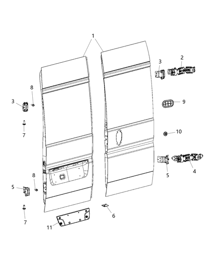 Door Rear Cargo Diagram for 68172511AB