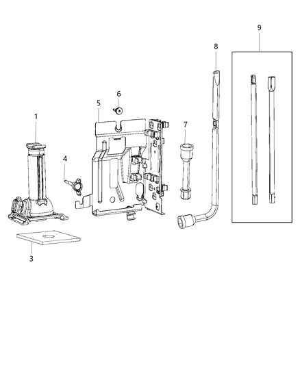 Bracket And Locator Jack Stowage Diagram for 52110480AG