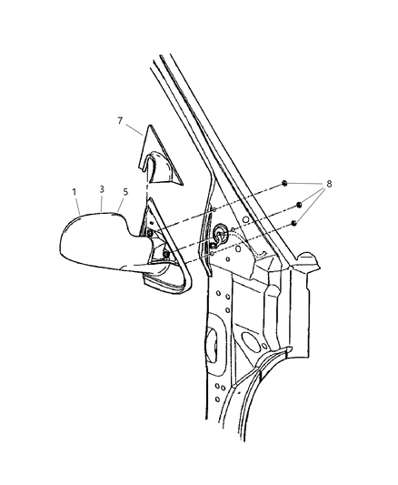 2002 Dodge Grand Caravan Mirror Outside Rearview Diagram for 4894410AA