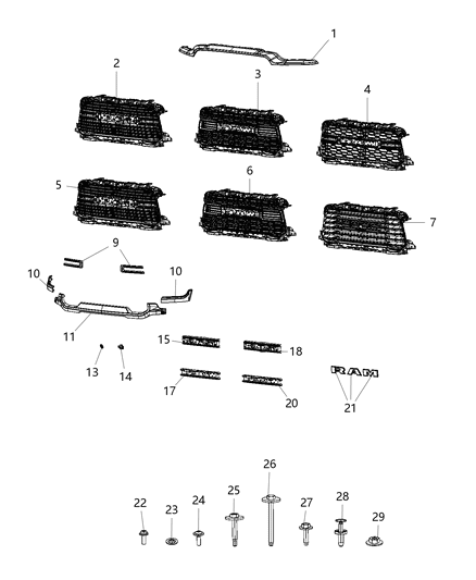 1998 Dodge Stratus Applique Grille Diagram for 6NB051Z0AD