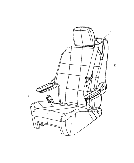 2009 Dodge Grand Caravan Seat Belt Rear Quad Inner Diagram for 1EM701DVAA