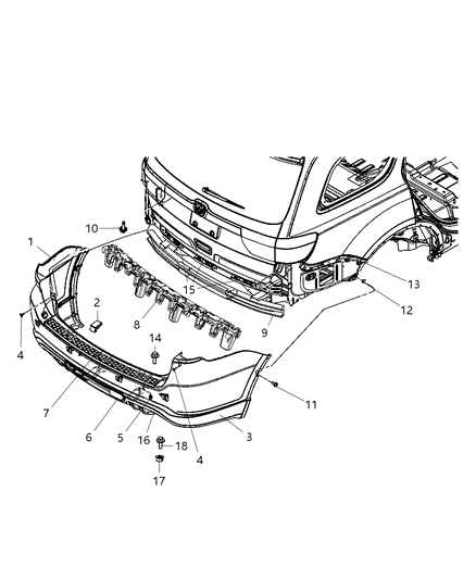 Shield Exhaust Rear Fascia Diagram for 68149263AA